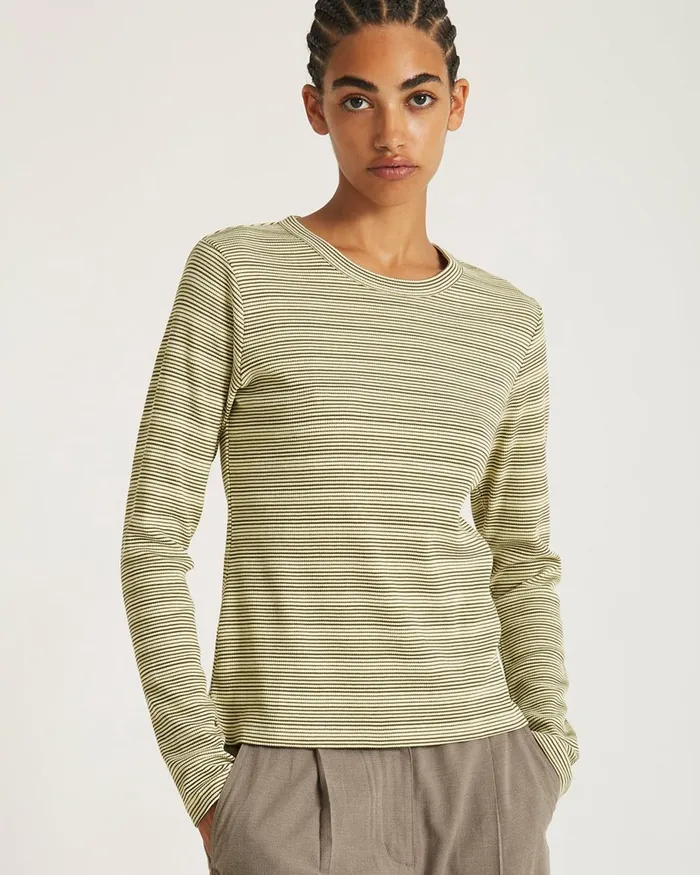 Women Saturdays NYC Tees and Knit Tops Striped Waffle LS Tee Frenchvanilla Women Saturdays NYC Tees and Knit Tops Striped Waffle LS Tee Frenchvanilla