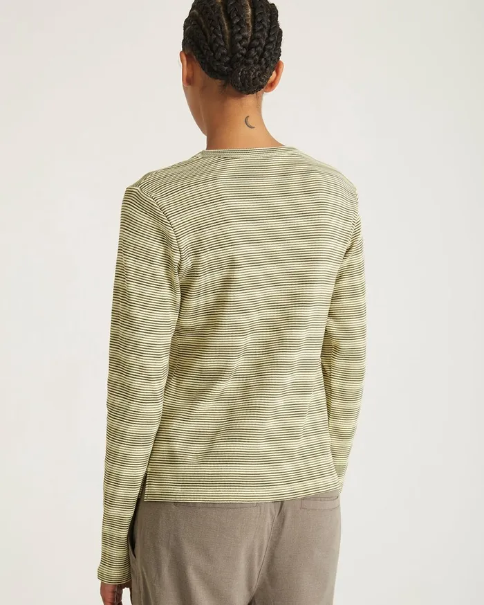 Women Saturdays NYC Tees and Knit Tops Striped Waffle LS Tee Frenchvanilla Women Saturdays NYC Tees and Knit Tops Striped Waffle LS Tee Frenchvanilla