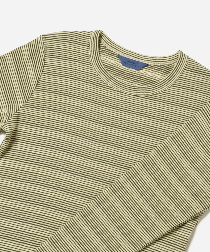 Women Saturdays NYC Tees and Knit Tops Striped Waffle LS Tee Frenchvanilla Women Saturdays NYC Tees and Knit Tops Striped Waffle LS Tee Frenchvanilla