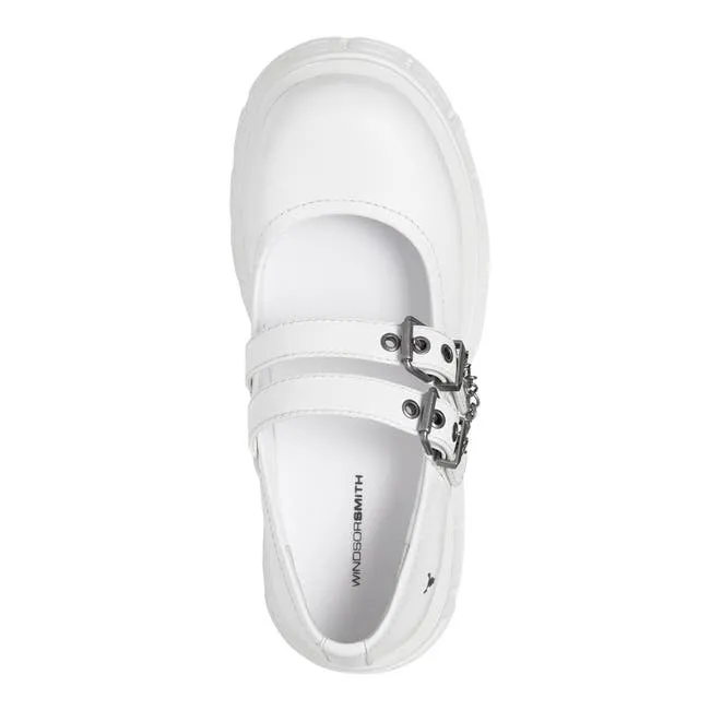 Women Scary White Leather Platform Shoes Windsor Smith Platforms