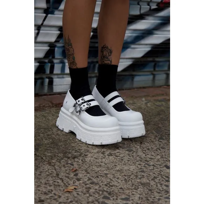 Women Scary White Leather Platform Shoes Windsor Smith Platforms