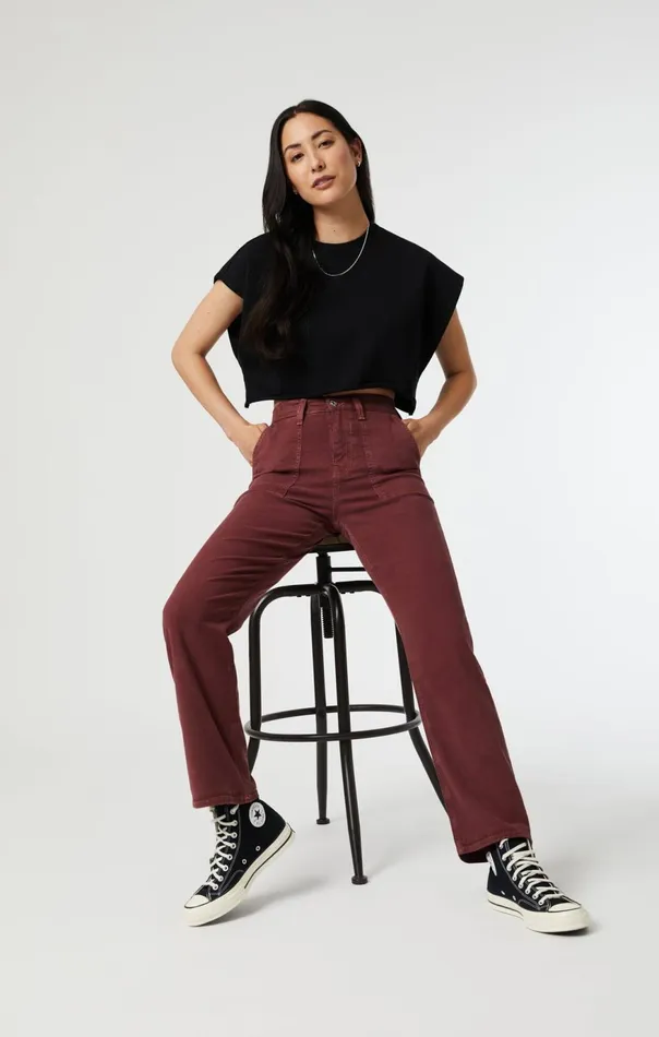 Women Shelia Front Pocket Straight In Port Luxe Twill Mavi Jeans Pants Women Shelia Front Pocket Straight In Port Luxe Twill Mavi Jeans Pants