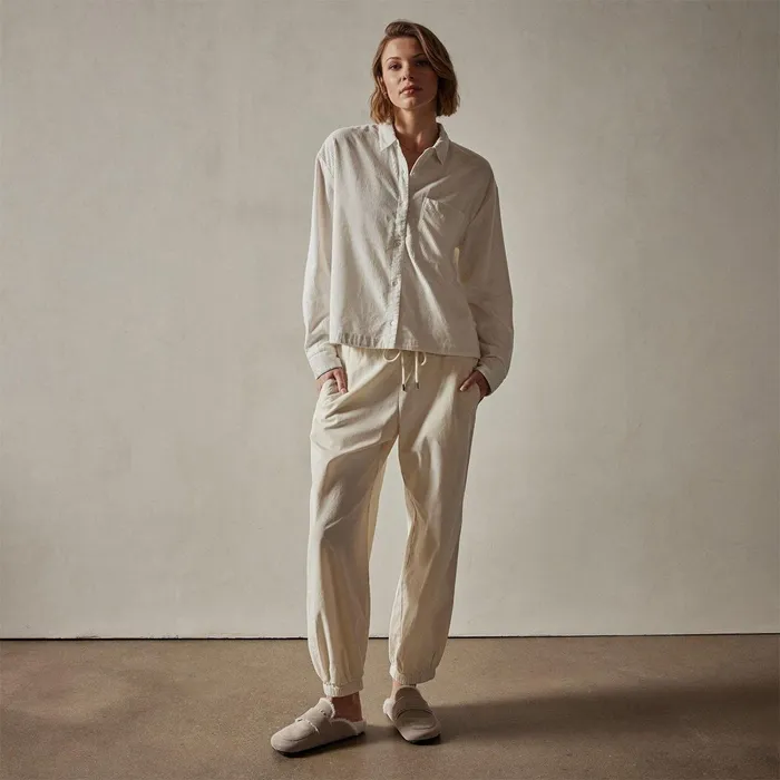 Women Shirting James Perse Corduroy Cropped Boxy Shirt Ivory Pigment