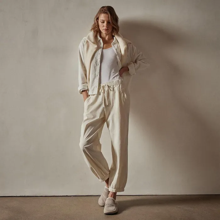 Women Shirting James Perse Corduroy Cropped Boxy Shirt Ivory Pigment