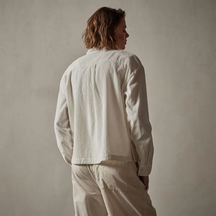 Women Shirting James Perse Corduroy Cropped Boxy Shirt Ivory Pigment