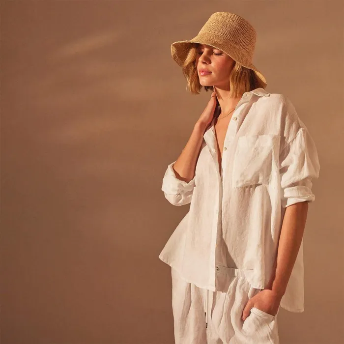 Women Shirting James Perse Linen Oversized Shirt White