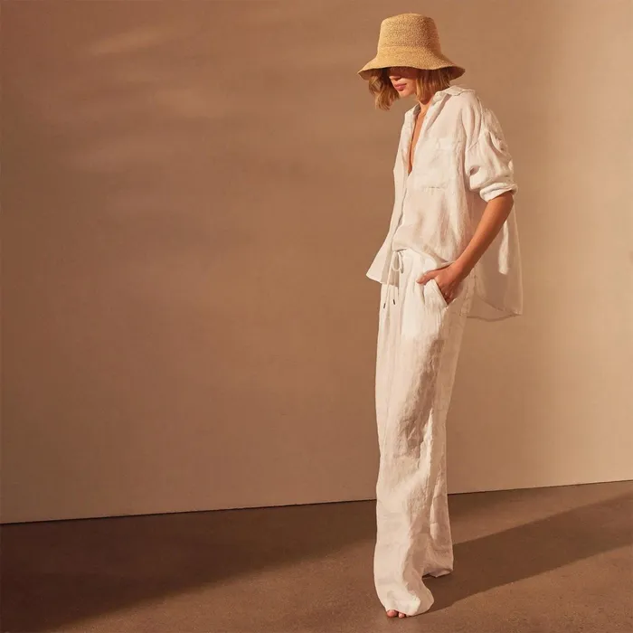 Women Shirting James Perse Linen Oversized Shirt White
