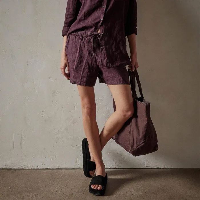 Women Shorts James Perse Lightweight Linen Short Eggplant