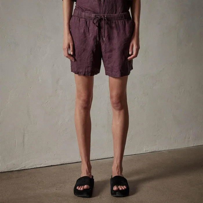 Women Shorts James Perse Lightweight Linen Short Eggplant