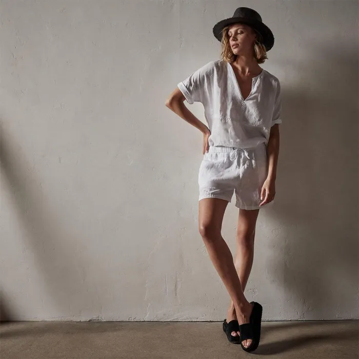 Women Shorts James Perse Lightweight Linen Short White
