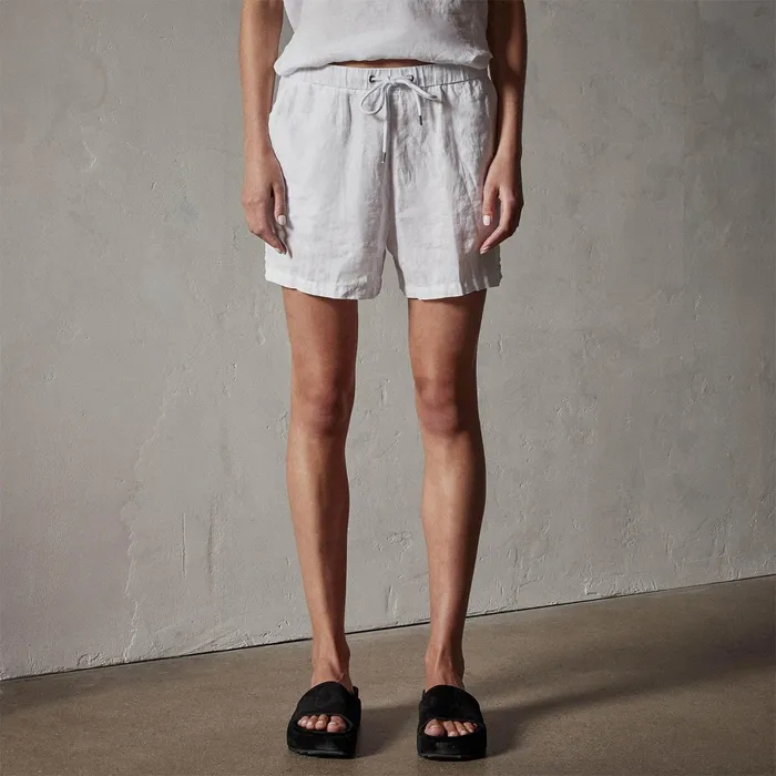 Women Shorts James Perse Lightweight Linen Short White