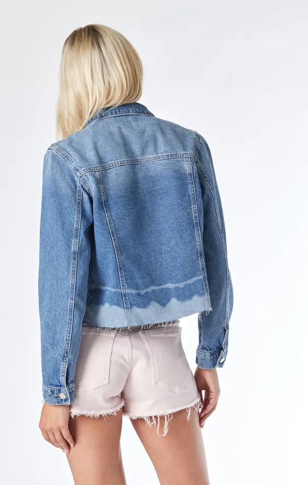 Women Sienna CutOff Crop Jacket In Mid Denim Mavi Jeans Jackets Women Sienna CutOff Crop Jacket In Mid Denim Mavi Jeans Jackets