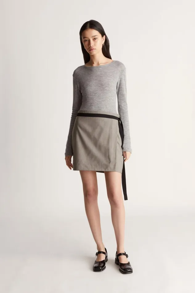 Women Skirts Lee Mathews Mortimer Mini Skirt Oyster