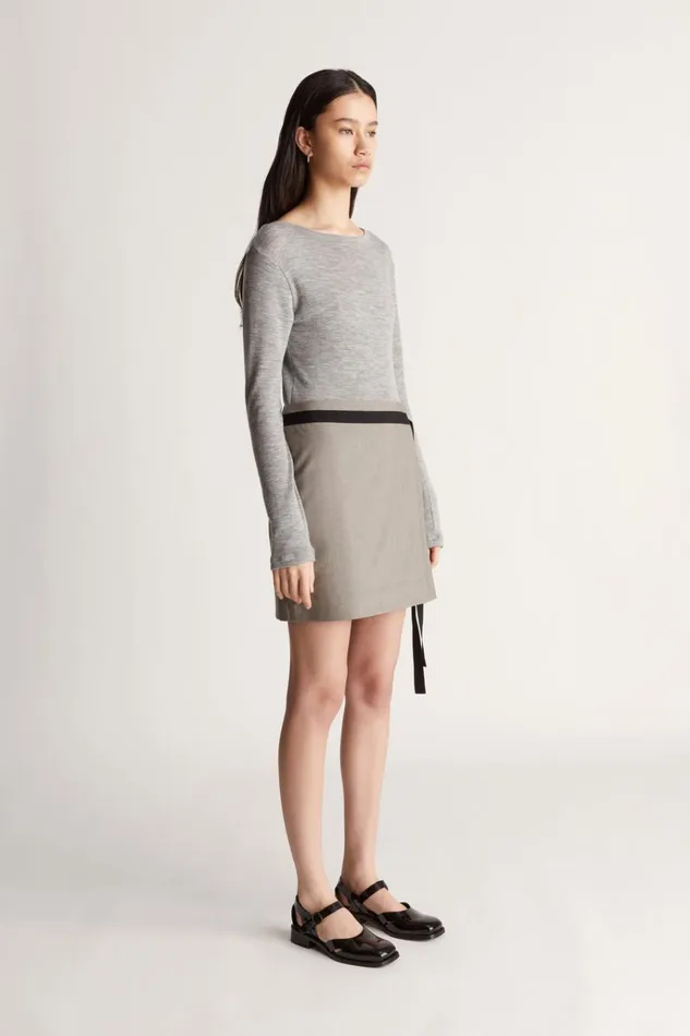 Women Skirts Lee Mathews Mortimer Mini Skirt Oyster