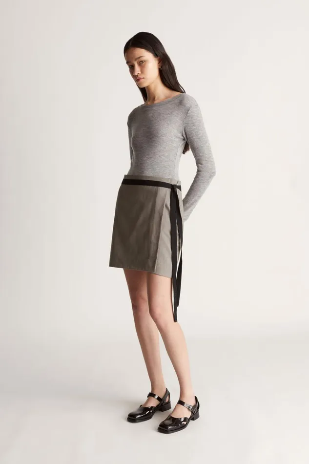 Women Skirts Lee Mathews Mortimer Mini Skirt Oyster