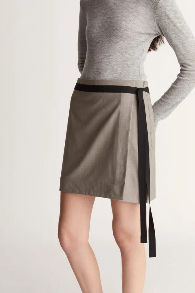 Women Skirts Lee Mathews Mortimer Mini Skirt Oyster