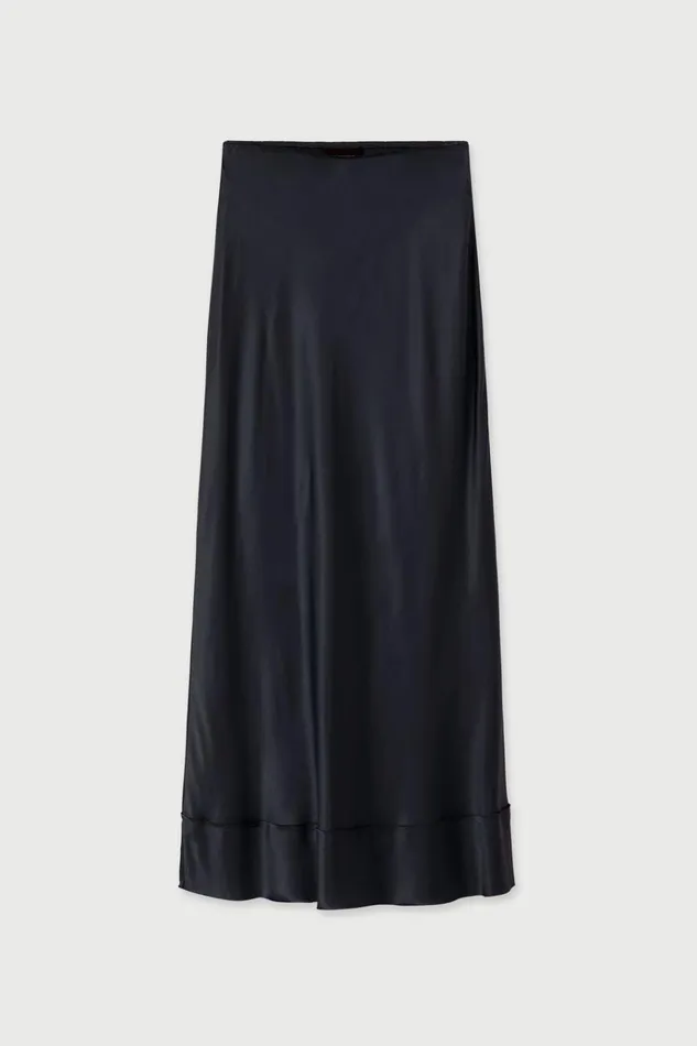 Women Skirts Lee Mathews Stella Silk Satin Skirt Midnight