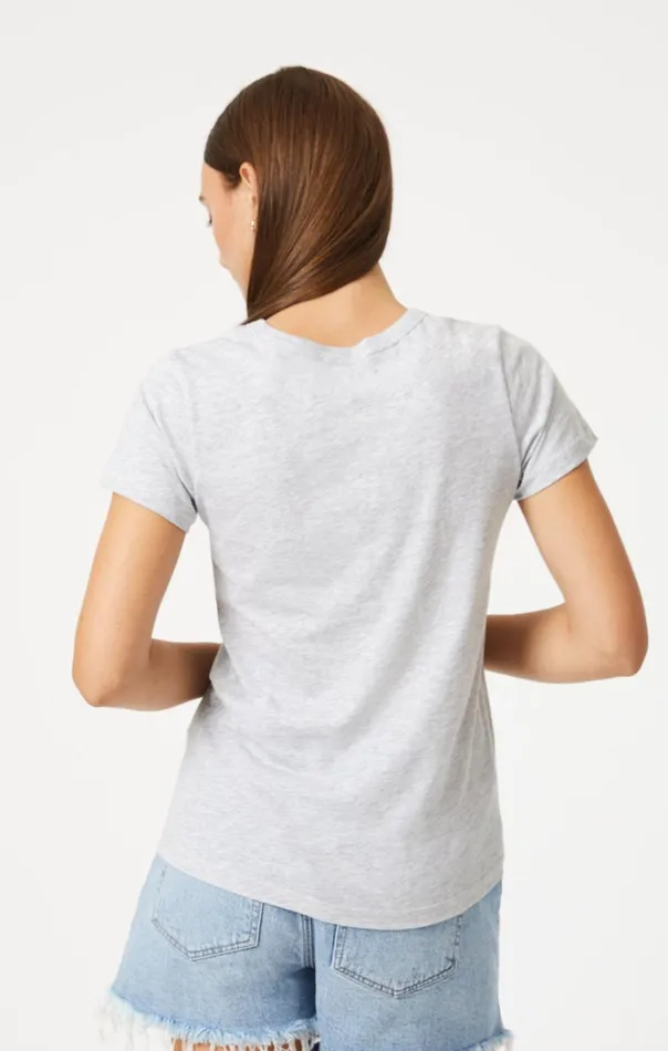 Women Slim Crew Neck TShirt In Snow Grey Melange Mavi Jeans Tops and TShirts