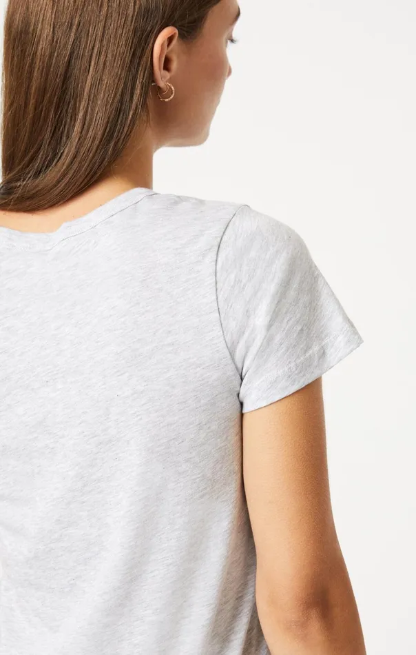 Women Slim Crew Neck TShirt In Snow Grey Melange Mavi Jeans Tops and TShirts