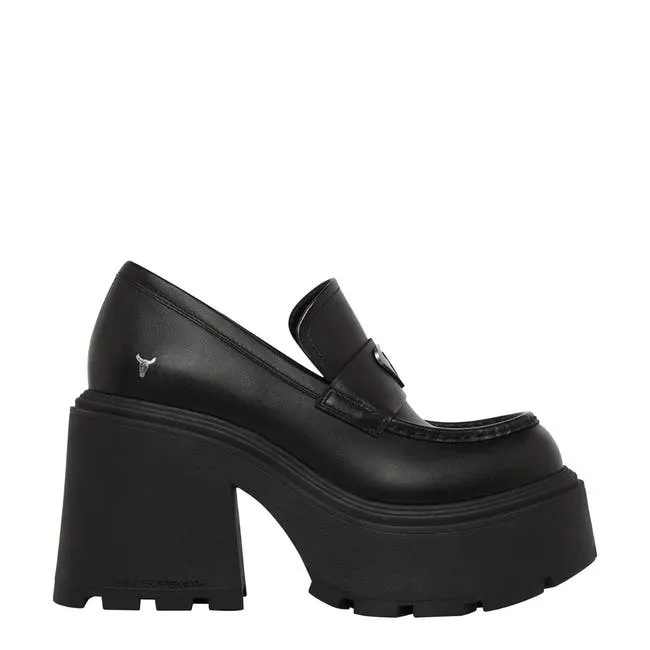 Women Spoiled Black Leather Platform Shoes Windsor Smith Platforms