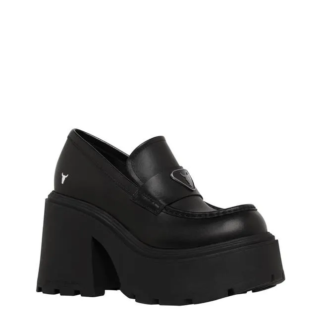 Women Spoiled Black Leather Platform Shoes Windsor Smith Platforms