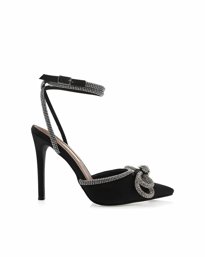 Women Stiletto Heels Billini ELOPE WIDE FIT 8211 BLACK SATIN