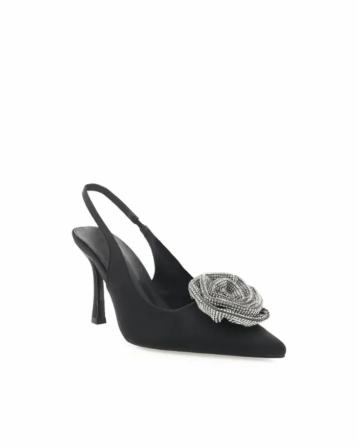 Women Stiletto Heels Billini ELYSIA 8211 BLACK SATINDIAMANTE