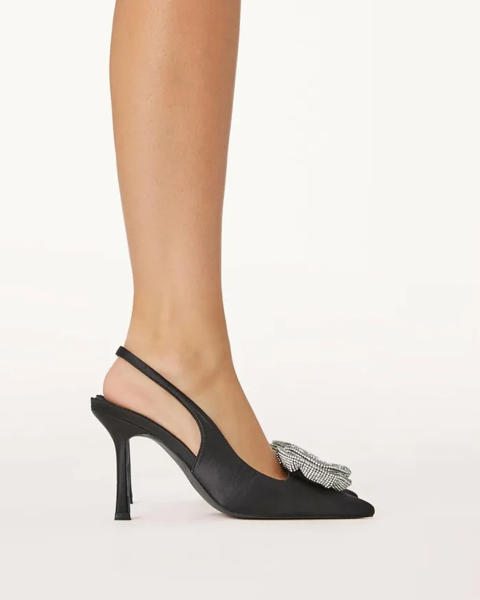 Women Stiletto Heels Billini ELYSIA 8211 BLACK SATINDIAMANTE