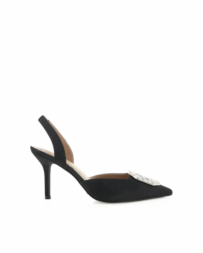 Women Stiletto Heels Billini KATIE 8211 BLACK SATIN