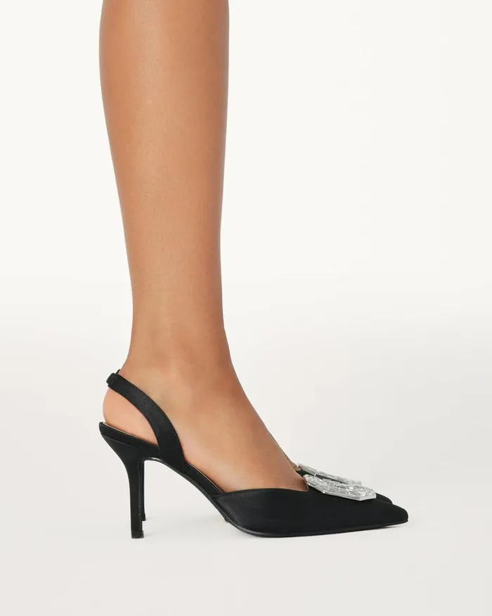 Women Stiletto Heels Billini KATIE 8211 BLACK SATIN
