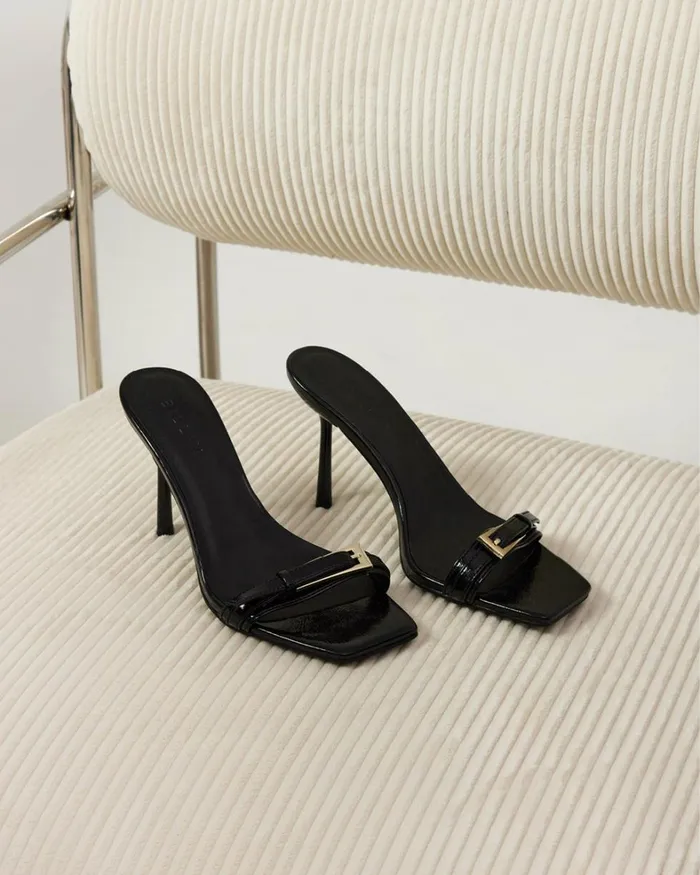 Women Stiletto Heels Billini KERBY 8211 BLACK CRINKLE