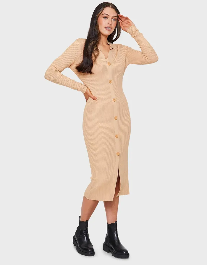 Women Stone Mock Cardigan Dress Stone Threadbare Dresses Women Stone Mock Cardigan Dress Stone Threadbare Dresses