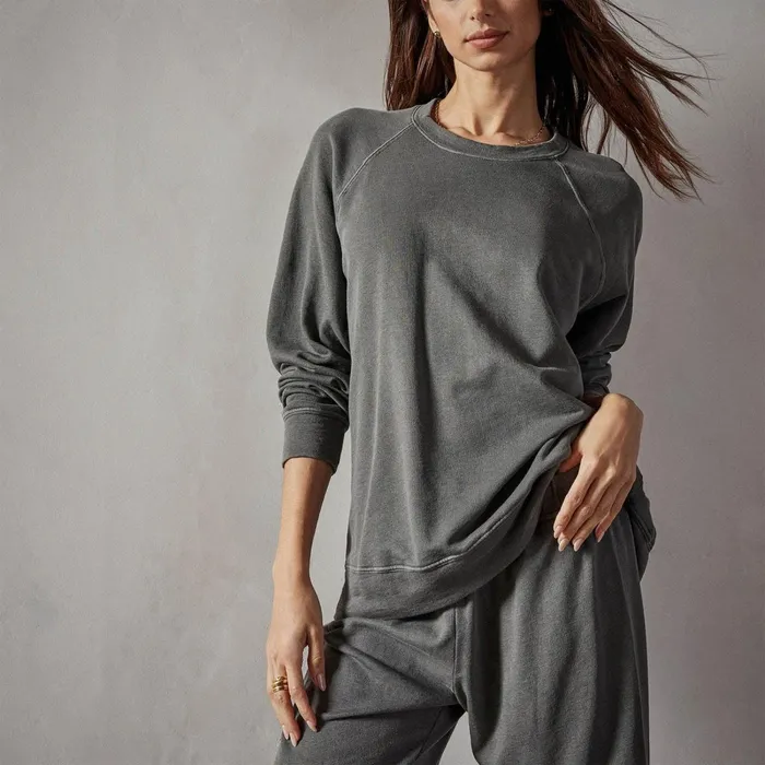 Women Sweat TopsBottoms James Perse Vintage French Terry Relaxed Sweatshirt Fin Pigment Women Sweat TopsBottoms James Perse Vintage French Terry Relaxed Sweatshirt Fin Pigment