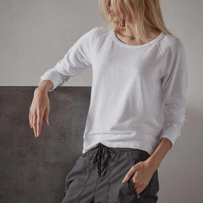 Women Sweat TopsBottoms James Perse Vintage French Terry Sweatshirt White