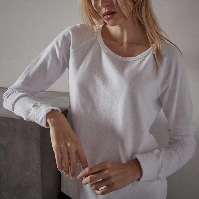 Women Sweat TopsBottoms James Perse Vintage French Terry Sweatshirt White