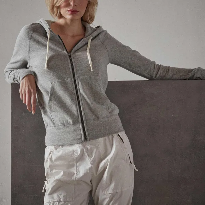 Women Sweat TopsBottoms James Perse Vintage French Terry Zip Up Hoodie Heather Grey Women Sweat TopsBottoms James Perse Vintage French Terry Zip Up Hoodie Heather Grey
