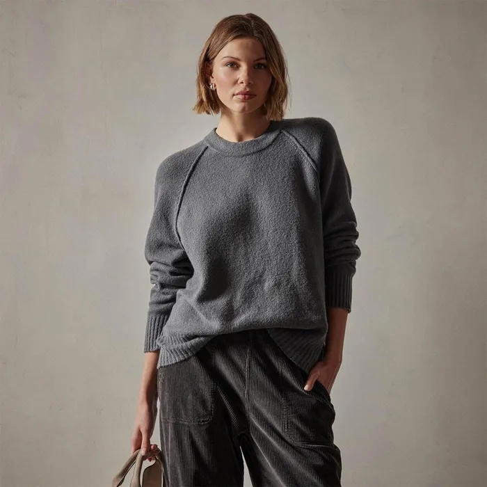 Women Sweaters James Perse Cotton Cashmere Blend Pullover Flint