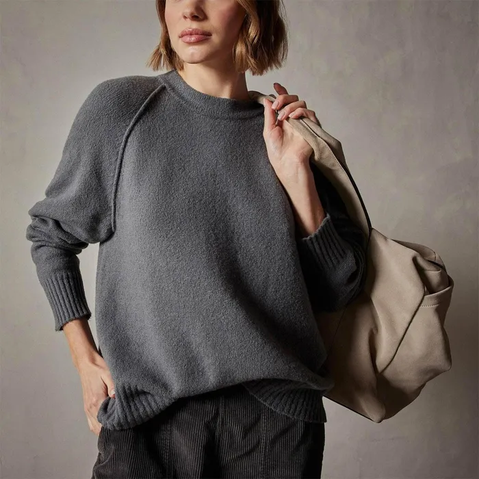 Women Sweaters James Perse Cotton Cashmere Blend Pullover Flint