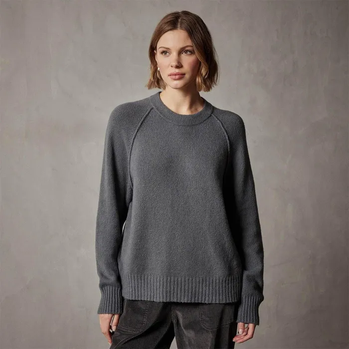 Women Sweaters James Perse Cotton Cashmere Blend Pullover Flint