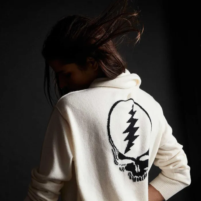 Women Sweaters James Perse Grateful Dead Pullover Hoodie Ivory