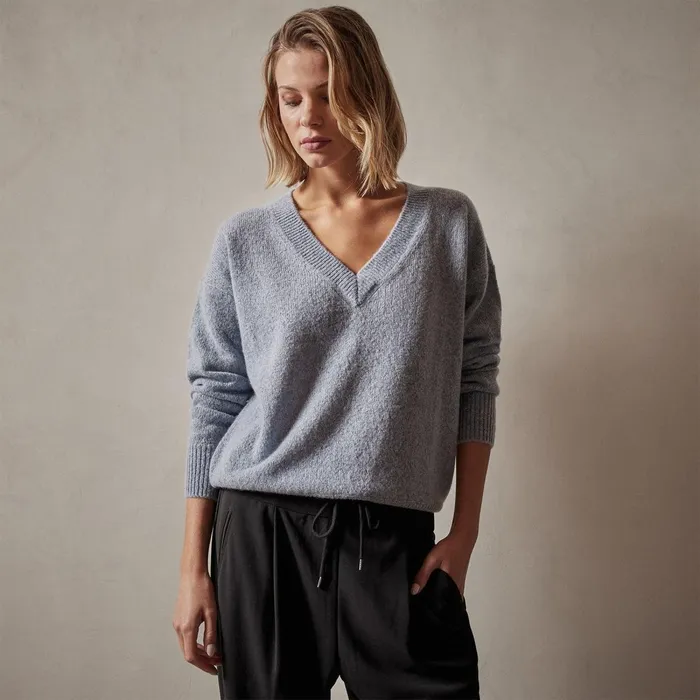 Women Sweaters James Perse Lightweight Cashmere V Neck Sweater Atlantic
