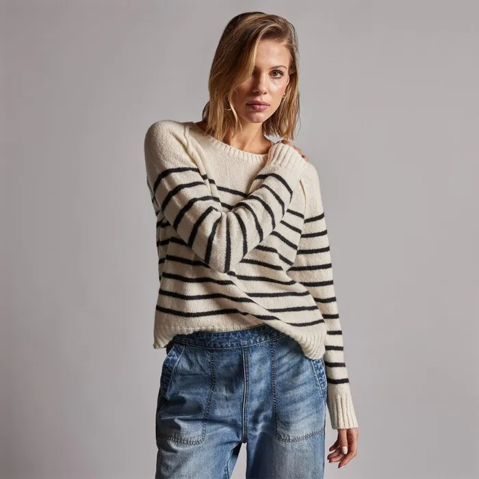 Women Sweaters James Perse Nautical Stripe Cashmere Sweater Ivoryblack