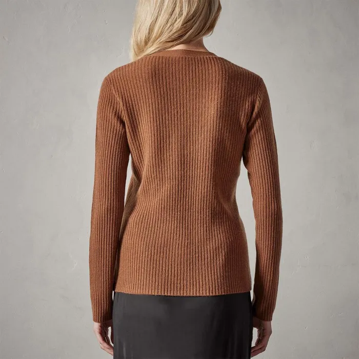 Women Sweaters James Perse Recycled Cashmere Skinny Rib Soft V Neck Gingerbread