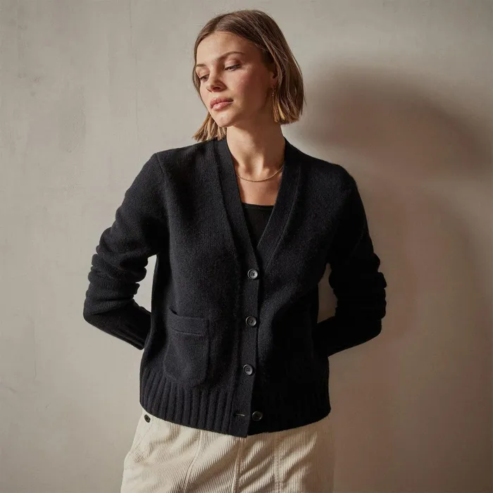 Women Sweaters James Perse Shrunken Recycled Cashmere Cardigan Black