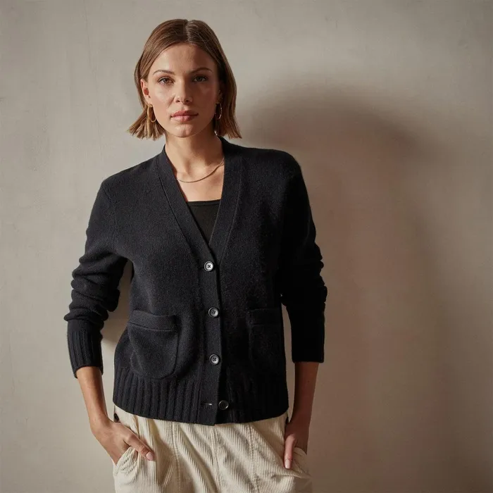 Women Sweaters James Perse Shrunken Recycled Cashmere Cardigan Black