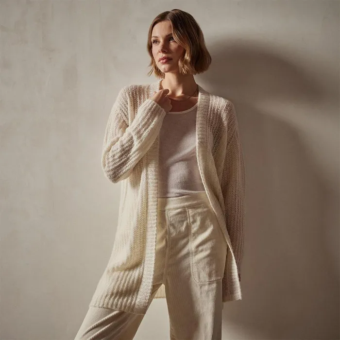 Women Sweaters James Perse Textured Cashmere Knit Cardigan Ivory