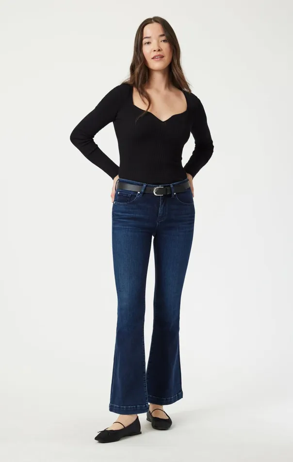 Women Sydney Flare In Deep Brushed Feather Blue Mavi Jeans Denim