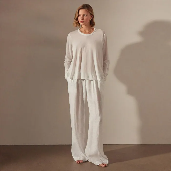 Women TShirts James Perse Fine Gauge A Line Long Sleeve Tee White