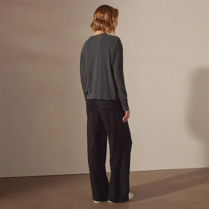 Women TShirts James Perse Long Sleeve Boxy Tee Magma Pigment