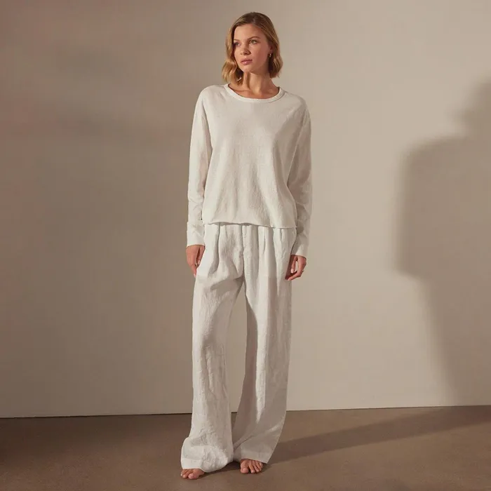 Women TShirts James Perse Long Sleeve Boxy Tee White